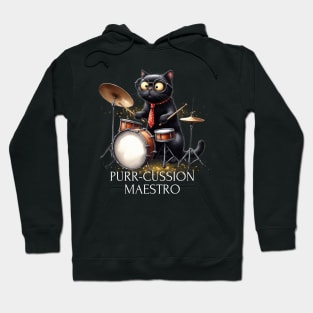 Funny Cat Playing Drums Kitten Band Drummer Hoodie